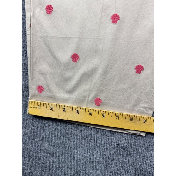 Talbots Woman 22W Curvy Fit Khaki Crop Pants Pink Embroidered Shells Stretch - Picture 6 of 10